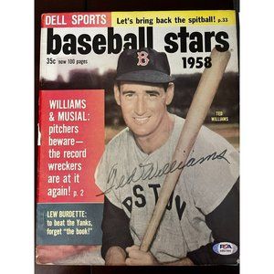 1958 Ted Williams Signed Auto Autographed Baseball Stars Magazine PSA/DNA cert